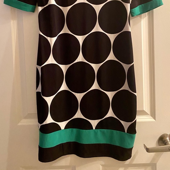 Karin Stevens dress White w black dots green trim - Picture 5 of 6